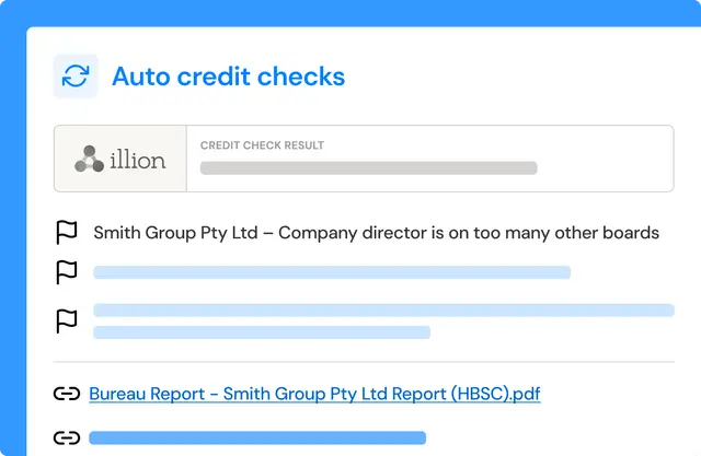 Automated credit check results in the Opypro onboarding module