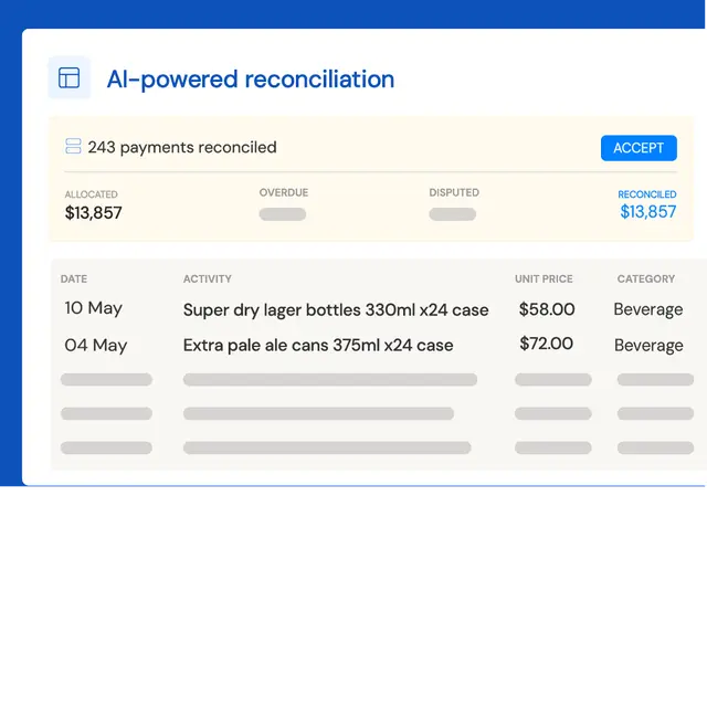 AI-powered payment reconciliation view in the Opypro platform