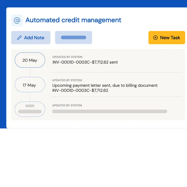 Automated credit management timeline in the Opypro platform